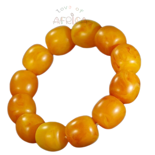 Authentic Polished Amber Bead Bracelet – Natural Vintage Jewelry
