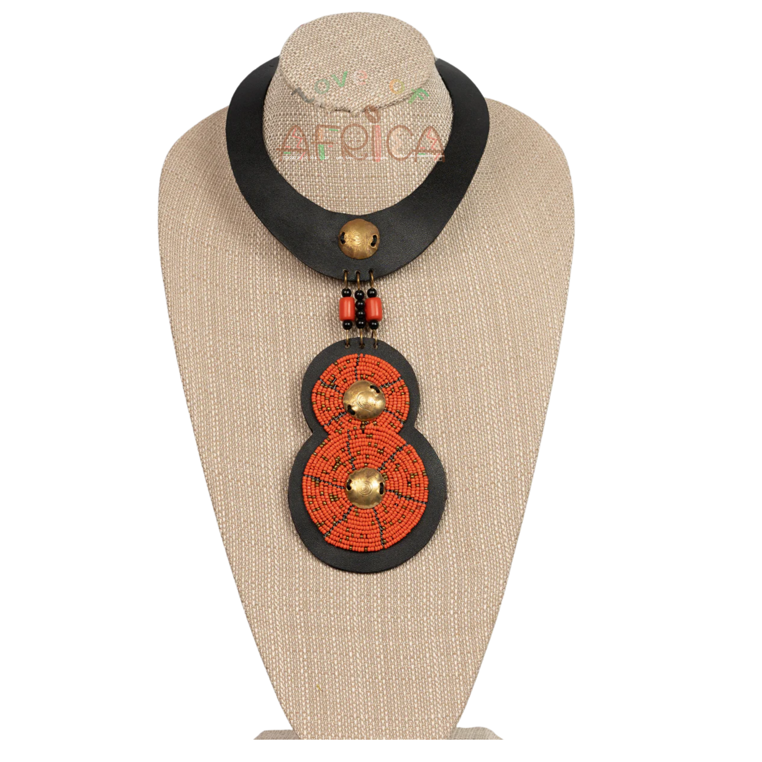 Colorful Beaded Necklace with Leather Fittings