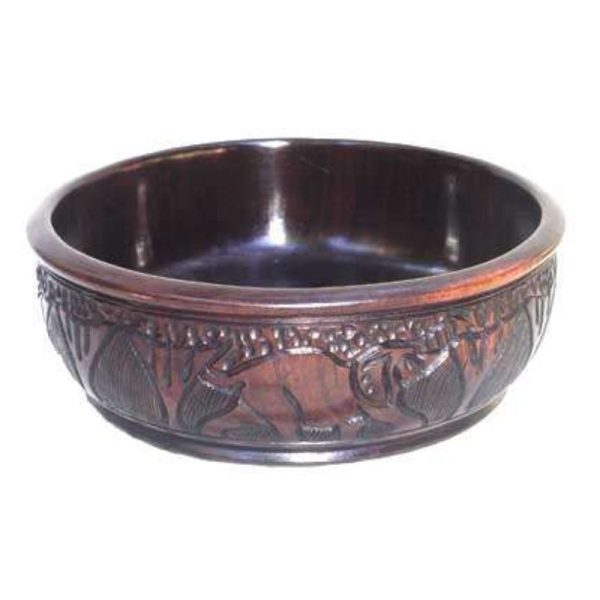 Large handcrafted ebony wood bowl, perfect for fruits, snacks, or table décor, made by skilled Kenyan artisans.