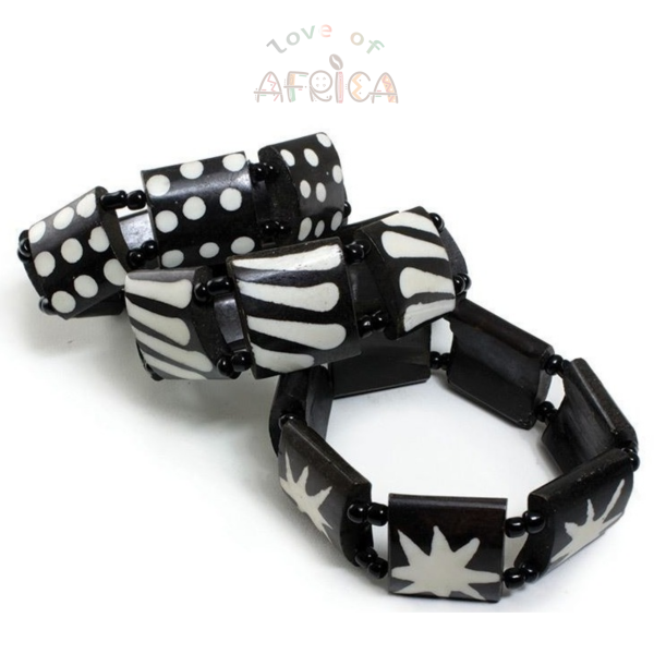 Handmade Kenyan Cow Horn Elastic Bracelet